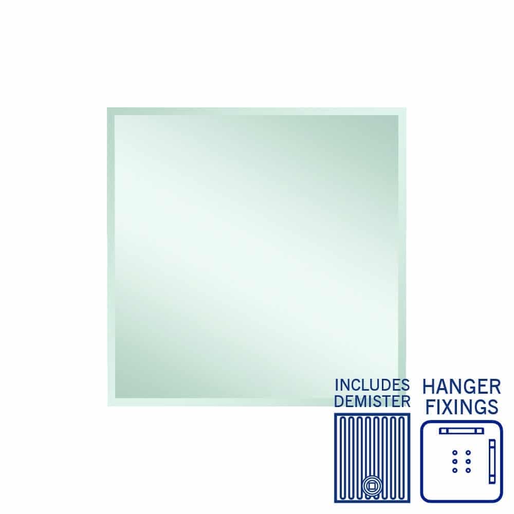 Montana Rectangle 25mm Bevel Edge Mirror - 900x750mm with Hangers and Demister