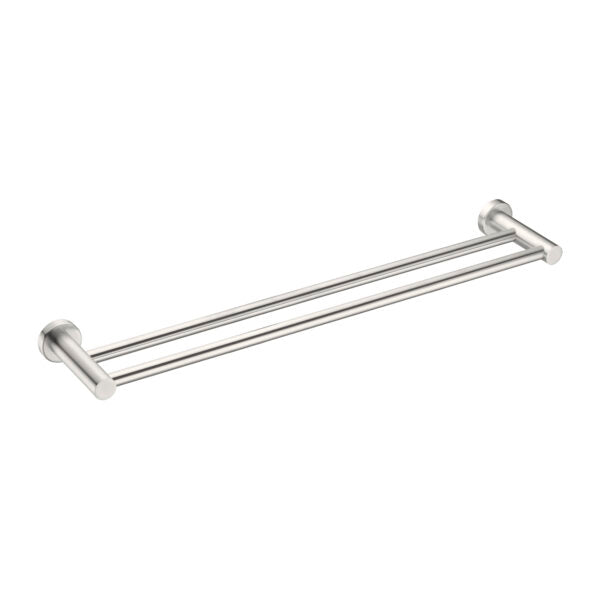 Nero Mecca Double Towel Rail 600mm Brushed Nickel