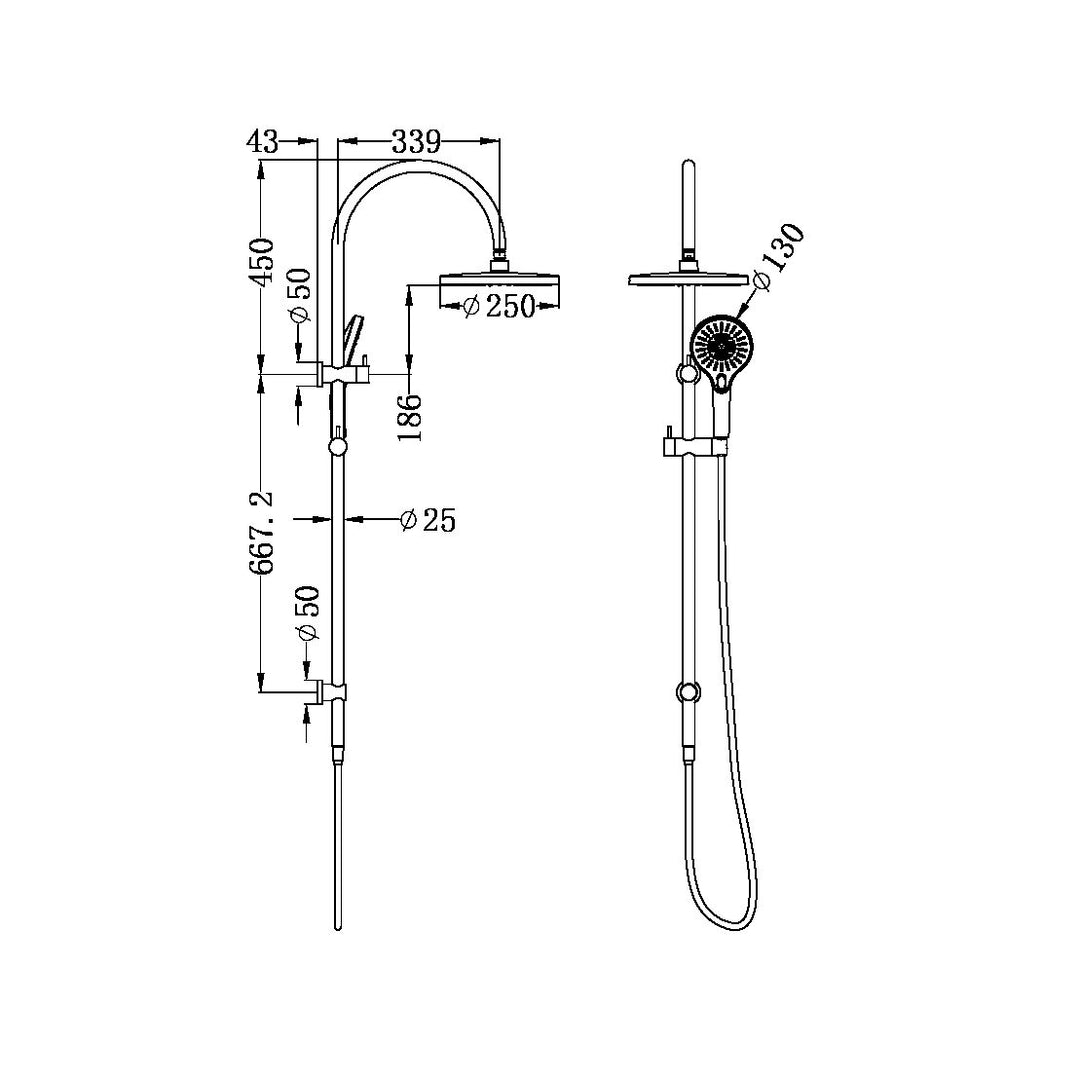 Nero Mecca Twin Shower With Shower Gun Metal