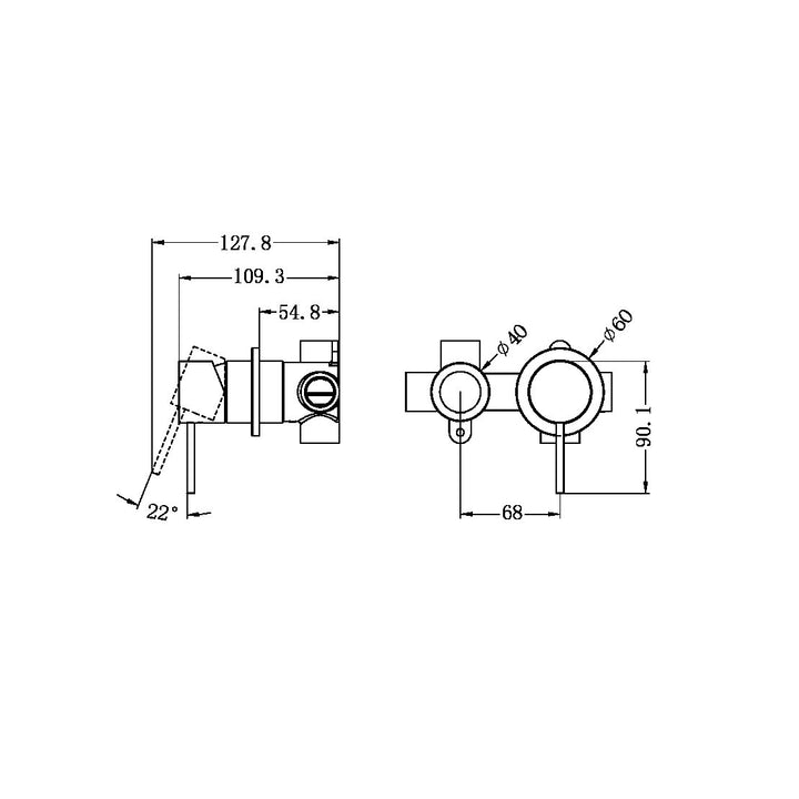 Nero Mecca Shower Mixer With Horizontal 2 Way Divertor Gun Metal