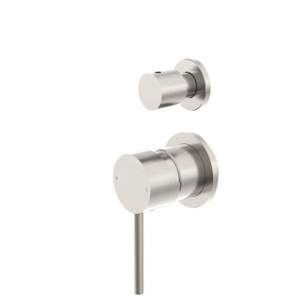 Nero Bianca Shower Mixer With Divertor Separate Plate Brushed Nickel