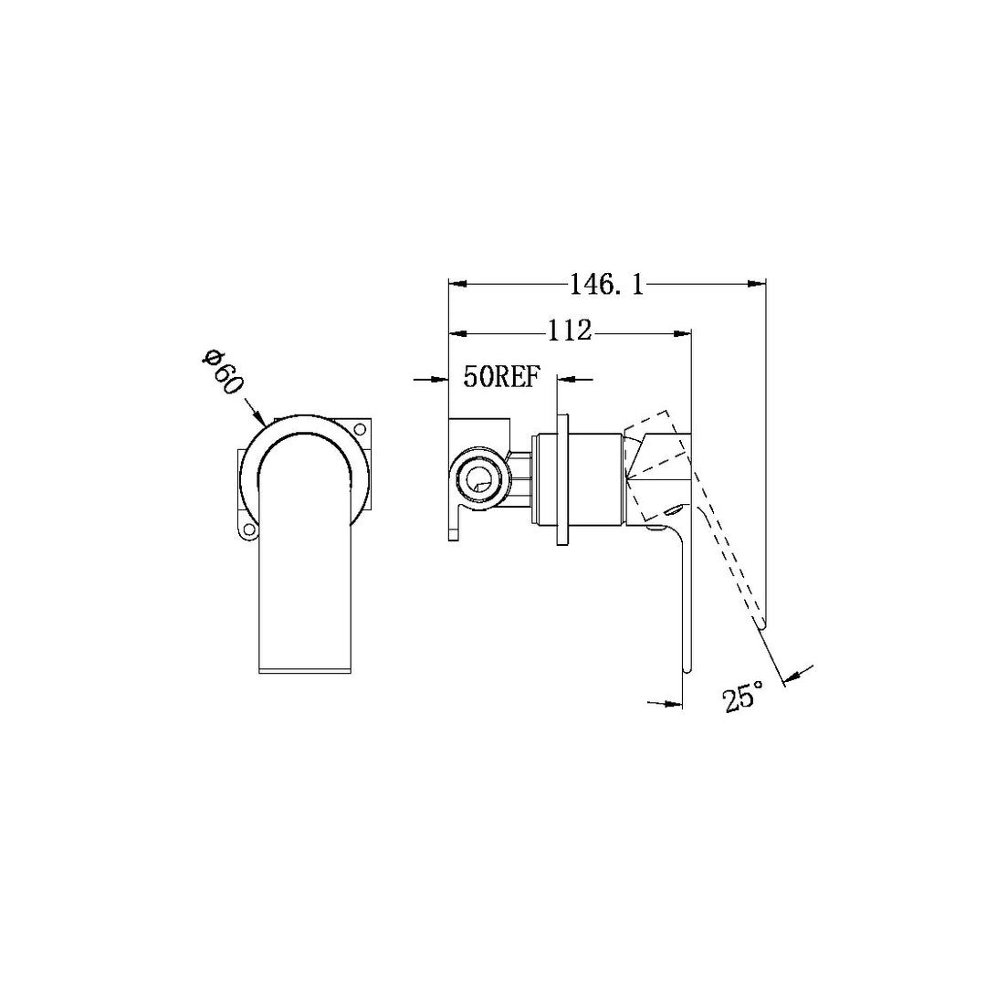 Nero Bianca Shower Mixer With 60mm Plate Chrome