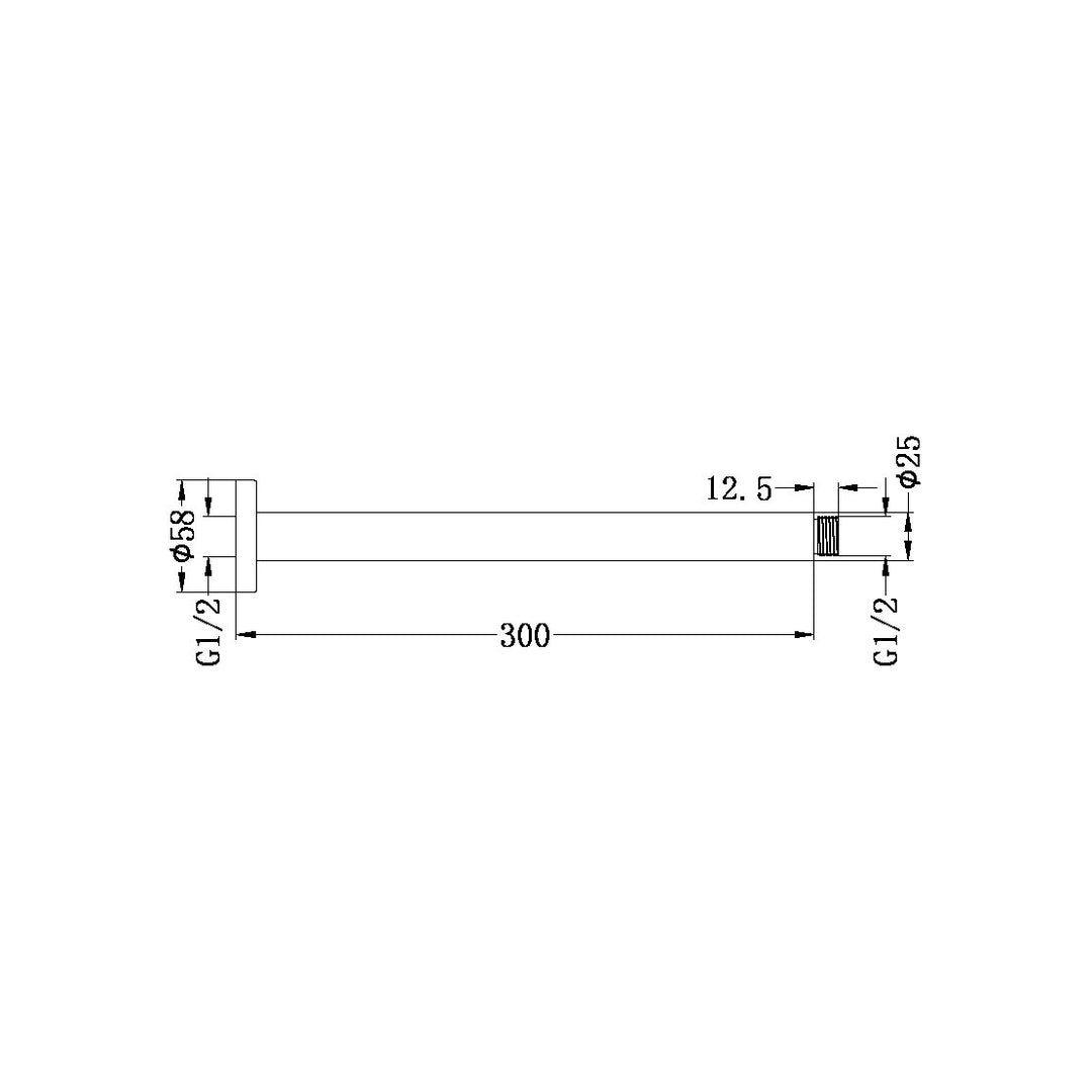 Nero Round Ceiling Arm 300mm Length Matte White