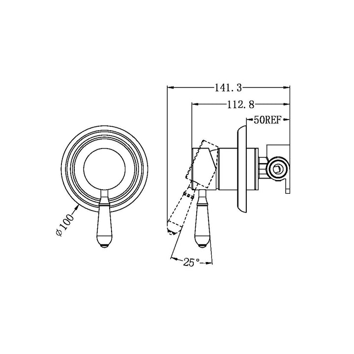 Nero York Shower Mixer With White Porcelain Lever Chrome