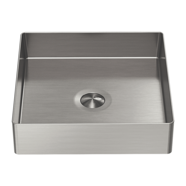 Nero 400mm Square Stainless Steel Basin Brushed Nickel