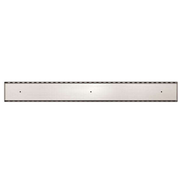 Nero 900mm Long Tile Insert V Channel Floor Grate 89mm Outlet With Hole Saw Brushed Nickel