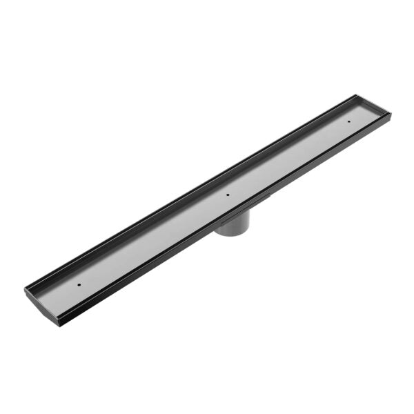 Nero 900mm Long  Tile Insert V Channel Floor Grate 89mm Outlet With Hole Saw Gun Metal