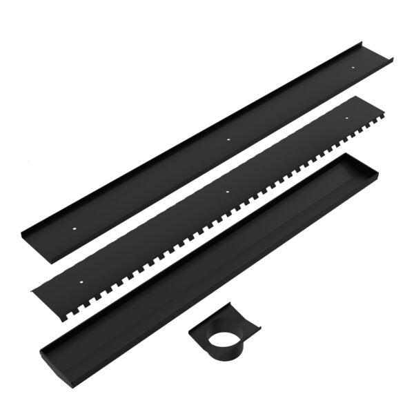 Nero 900mm Long Tile Insert V Channel Floor Grate 89mm Outlet With Hole Saw Matte Black