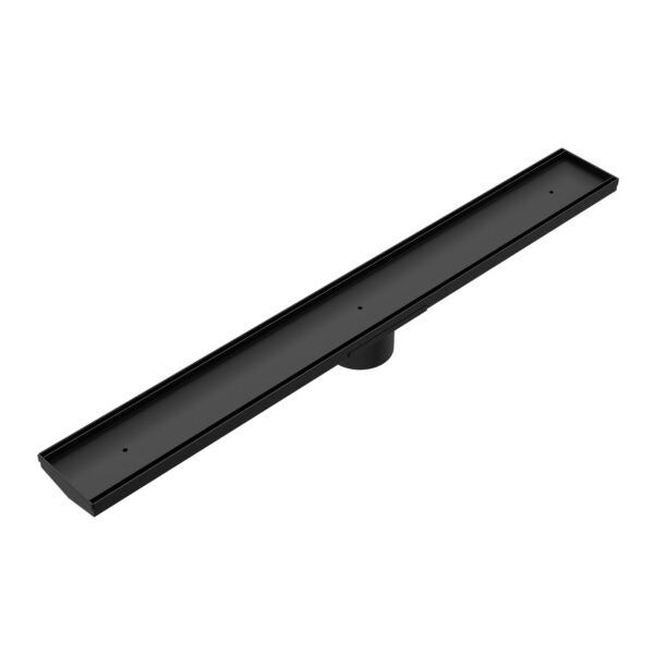 Nero 900mm Long Tile Insert V Channel Floor Grate 89mm Outlet With Hole Saw Matte Black