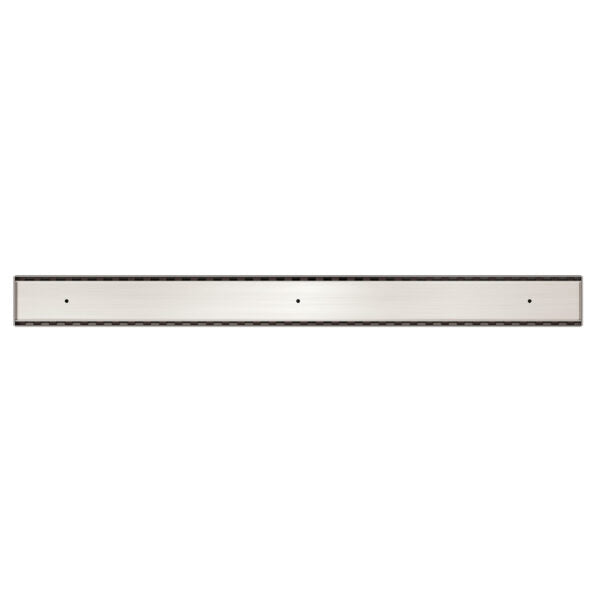 Nero 900mm Long Tile Insert V Channel Floor Grate 50mm Outlet With Hole Saw Brushed Nickel