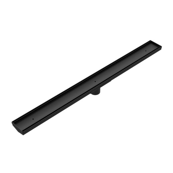 Nero 900mm Long Tile Insert V Channel Floor Grate 50mm Outlet With Hole Saw Matte Black