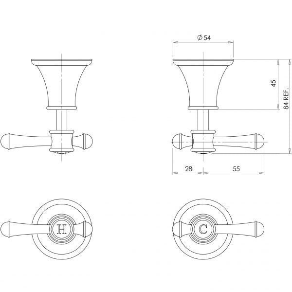 Phoenix Nostalgia Lever Wall Top Assemblies Brushed Nickel