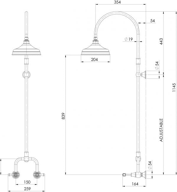 Phoenix Nostalgia Lever Exposed Shower Set Chrome