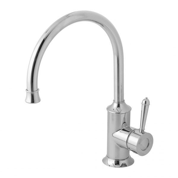 Phoenix Nostalgia Sink Mixer 220mm Gooseneck Chrome / Natural White