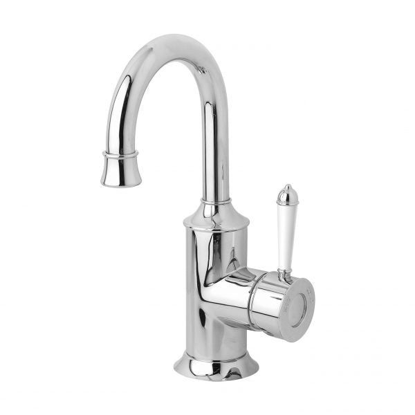 Phoenix Nostalgia Basin Mixer 120mm Gooseneck Chrome / Natural White