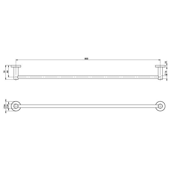 Phoenix Radii Single Towel Rail 800mm Round Plate Chrome