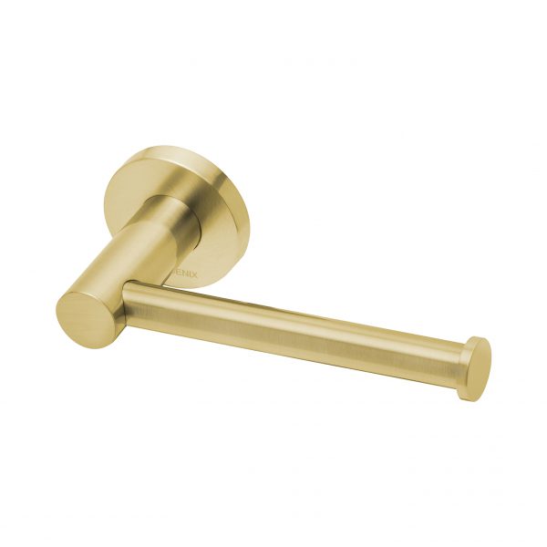 Phoenix Radii Toilet Roll Holder Round Plate Brushed Gold
