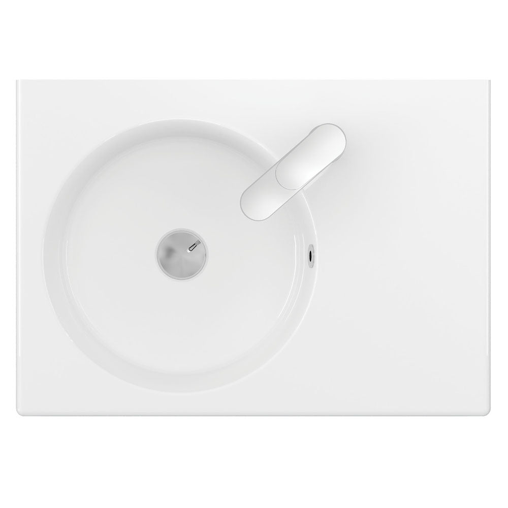 Fienza Reba Ceramic Wall Hung Basin Left Hand Bowl With Overflow 1 Tap Hole 600 x 425 x 168mm