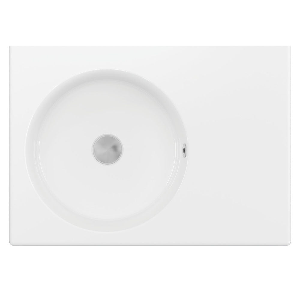 Fienza Reba Ceramic Wall Hung Basin Left Hand Bowl With Overflow No Tap Hole 600 x 425 x 168mm