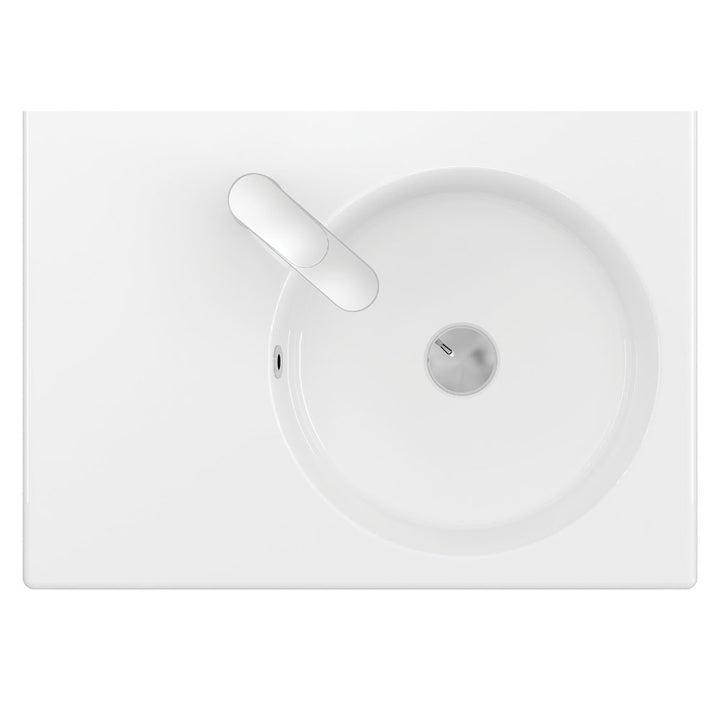 Fienza Reba Ceramic Wall Hung Basin Right Hand Bowl With Overflow 1 Tap Hole 600 x 425 x 168mm