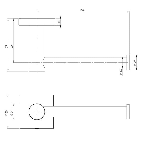 Phoenix Radii Toilet Roll Holder Square Plate Matte Black
