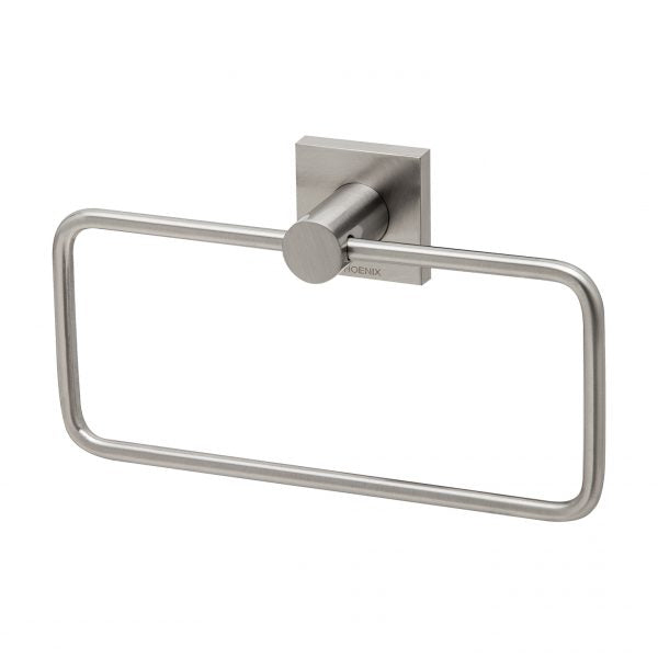 Phoenix Radii Hand Towel Holder Square Plate Brushed Nickel