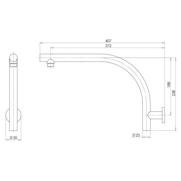 Phoenix Rush High-Rise Shower Arm Chrome