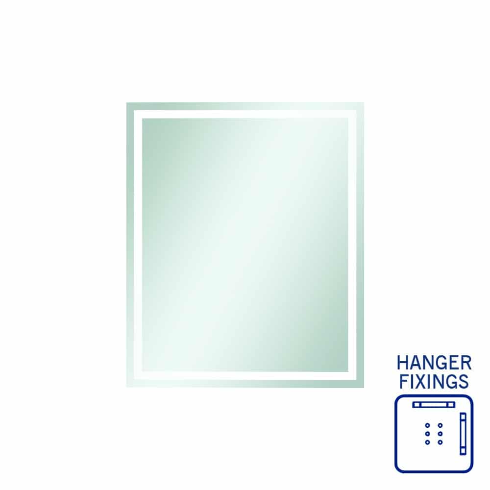 Sierra Rectangle Polished Edge Mirror with Sandblasted Border - 900x750mm with Hangers