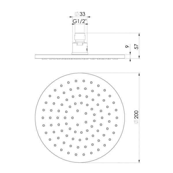 Phoenix Vivid Shower Rose 200mm Round Chrome