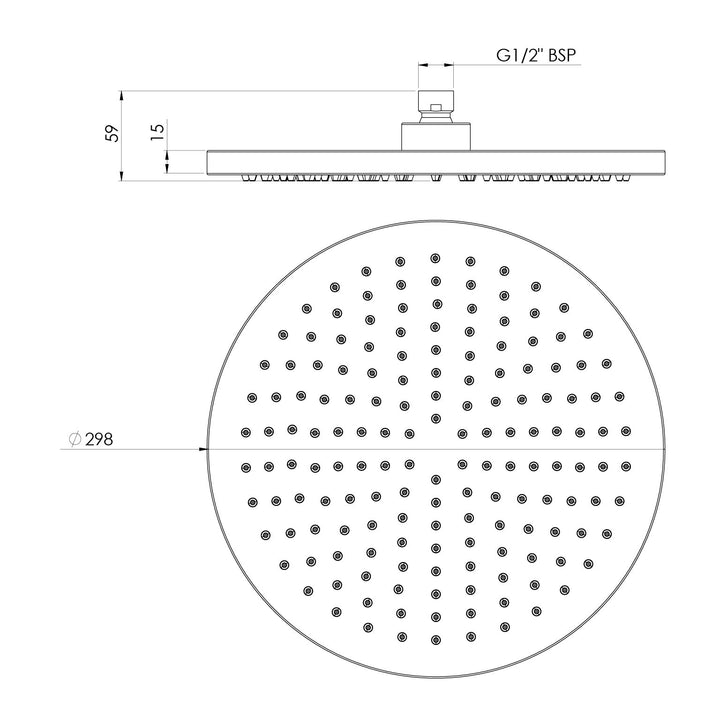 Phoenix Vivid Shower Rose 300mm Round Matte Black