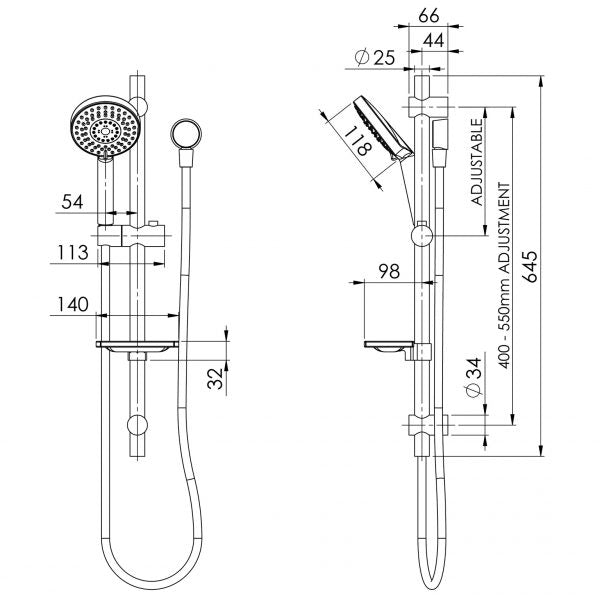 Phoenix Vivid Rail Shower Chrome