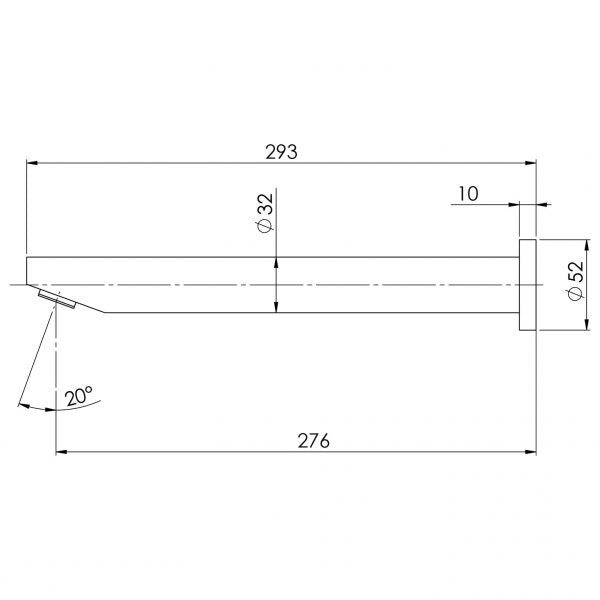 Phoenix Vivid Wall Bath Outlet 32 x 300mm Angled Chrome