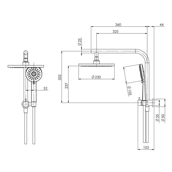Phoenix Vivid Slimline Compact Twin Shower Chrome