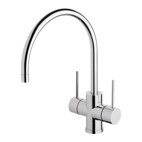 Phoenix Vivid Slimline Twin Handle Sink Mixer 220mm Gooseneck Chrome