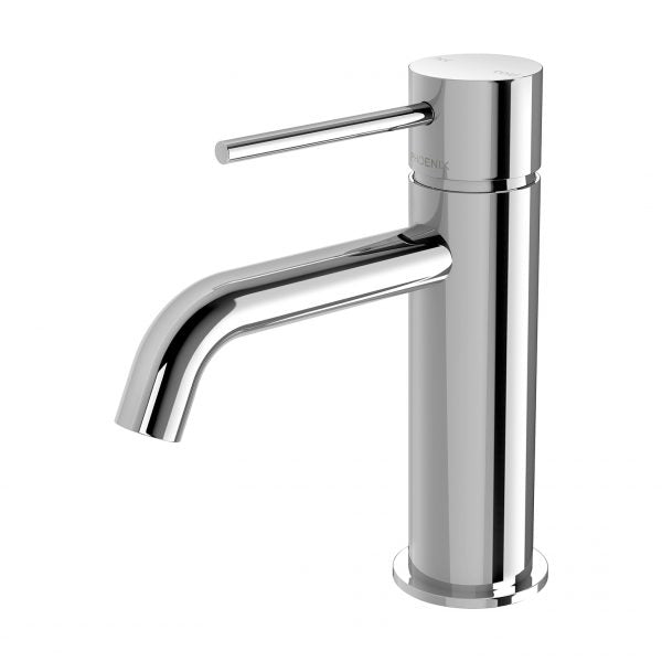 Phoenix Vivid Slimline Basin Mixer Curved Outlet Chrome Lead Free