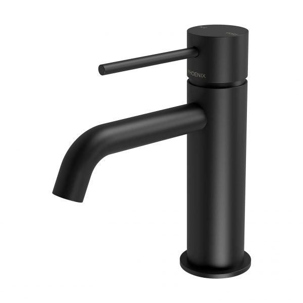 Phoenix Vivid Slimline Basin Mixer Curved Outlet Brushed Gold