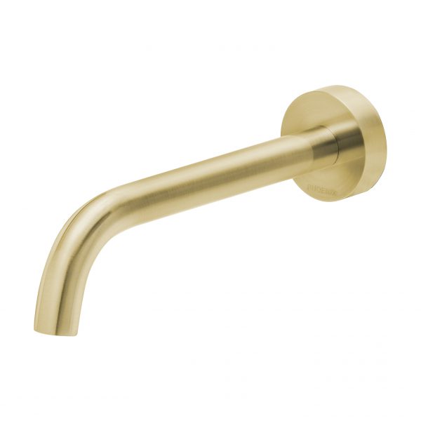 Phoenix Vivid Slimline Wall Basin Outlet 180mm Curved Brushed Gold Lead Free