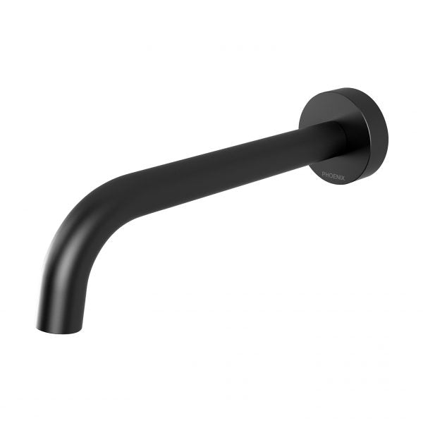Phoenix Vivid Slimline Wall Bath Outlet 180mm Curved Matte Black