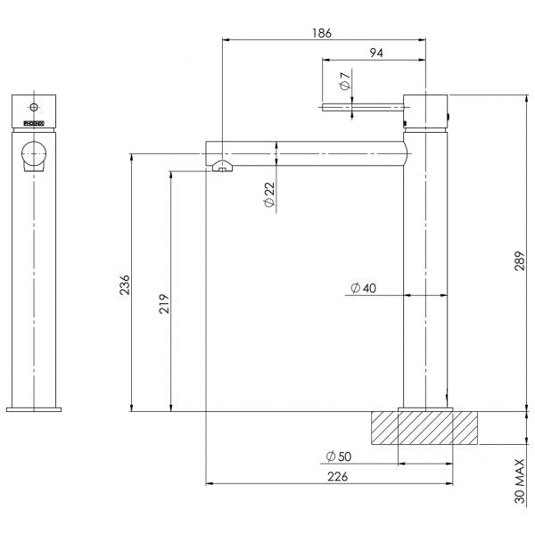 Phoenix Vivid Slimline Vessel Mixer Brushed Nickel