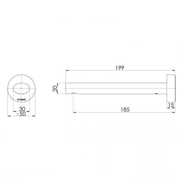 Phoenix Vivid Slimline Oval Wall Basin Outlet 180mm Brushed Nickel