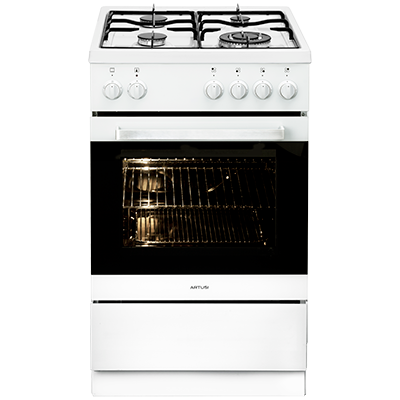 Artusi 54cm Upright Cooker 4 Functions Flame Failure White