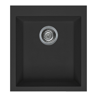 Artusi Single Bowl Sink 410mm X 500mm Black Granitek