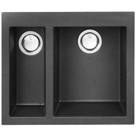 Artusi Double Bowl Sink 590mm X 500mm Black Granitek