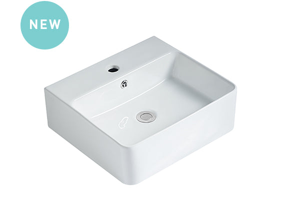 Decina Aria 460 Counter Top Basin Over Flow 1 Tap Hole - White