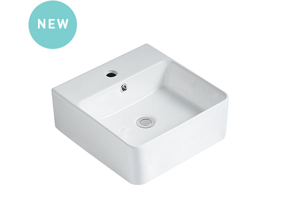 Decina Aria 400 Counter Top Basin Over Flow 1 Tap Hole - White
