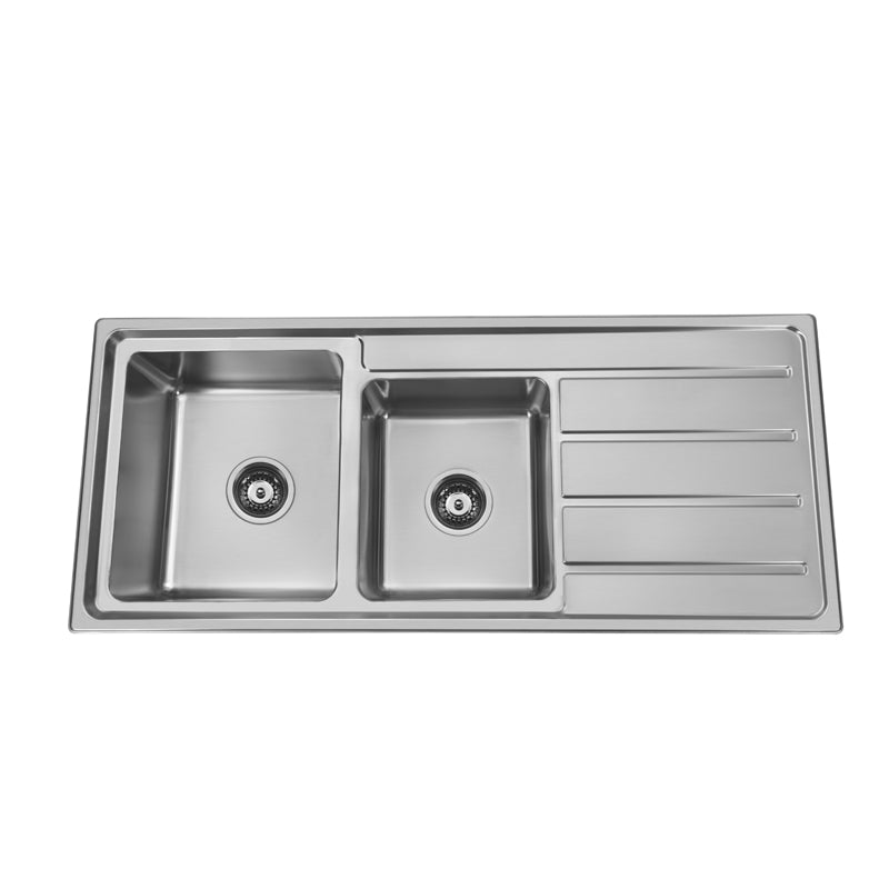 Bad Und Kuche Traditionell 1.75 Bowl Sink 1160 x 500mm 1 Tap Hole Stainless Steel Left Hand Bowl