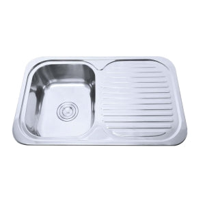 Bad Und Kuche Traditionell Single Bowl Sink 780X480mm 1 Tap Hole Stainless Steel Left Hand Bowl