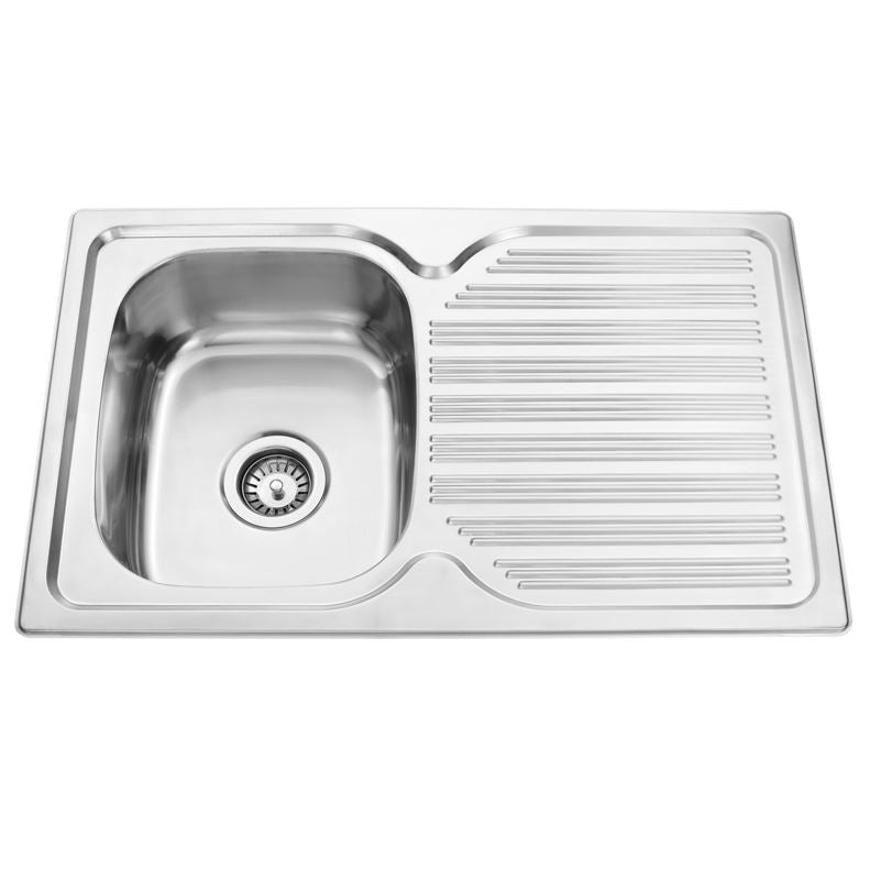 Bad Und Kuche Traditionell Single Bowl Sink 780 x 480mm 1 Tap Hole Stainless Steel Left Hand Bowl