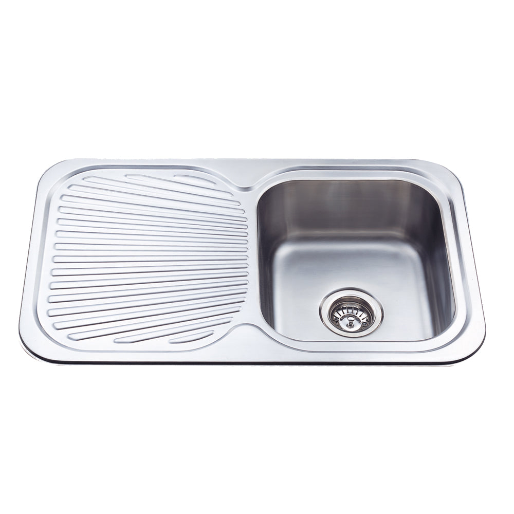 Bad Und Kuche Traditionell Single Bowl Sink 780 x 480mm 1 Tap Hole Stainless Steel Right Hand Bowl