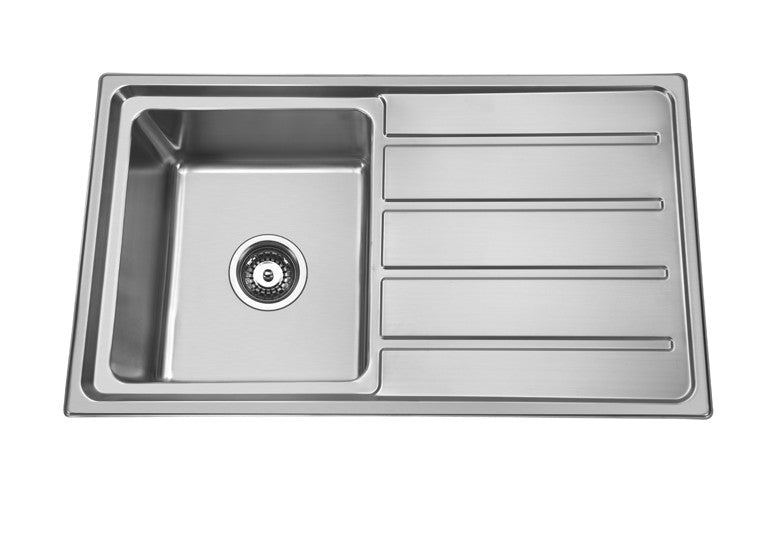 Bad Und Kuche Traditionell Single Bowl Sink 860 x 500mm 1 Tap Hole Stainless Steel Left Hand Bowl